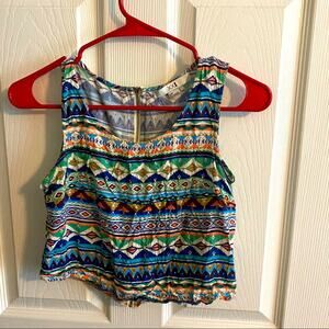 XXI Forever 21 Aztec Crop Top w/ Zipper Back Size Small